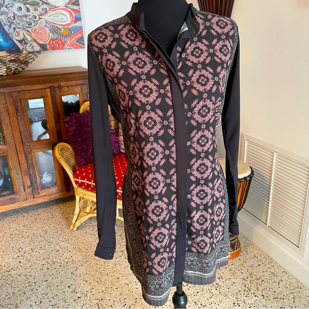OSSIRA SILKY FEEL Beautiful Print Button Up Dress! Argentina brand! Tunic